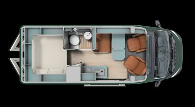 Grafische Grundriss-Darstellung des Laika Campervans Kosmo Supremo