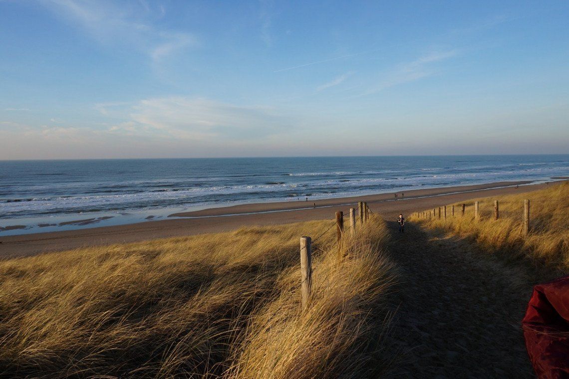Dune path to the beach at Noordwijk, Holland