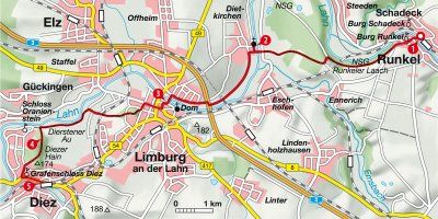 Karte Wanderung von Runkel nach Diez
