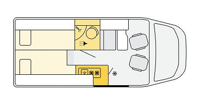 Graphische Darstellung Grundriss des Etrusco Campervans CV 600 SB