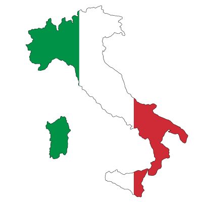 Grafische kaart van Italië in vlagkleur
