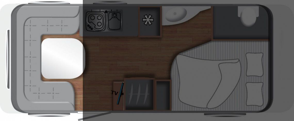 Grundriss Wohnwagen mit Rundsitzgruppe