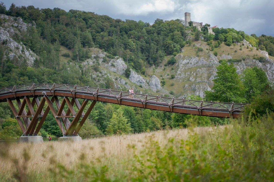Uitzicht op de Tatzlwurm-brug over het Main-Donaukanaal