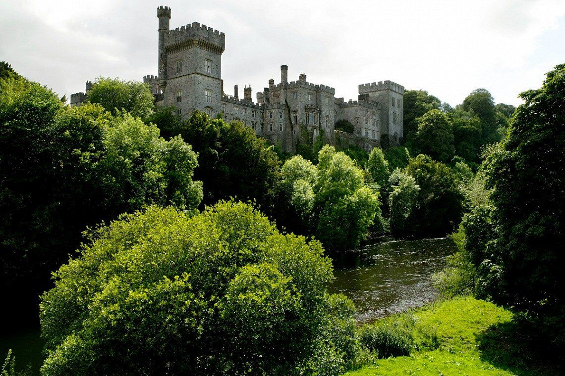 View of Lismore Castle towering over the River Blackwater