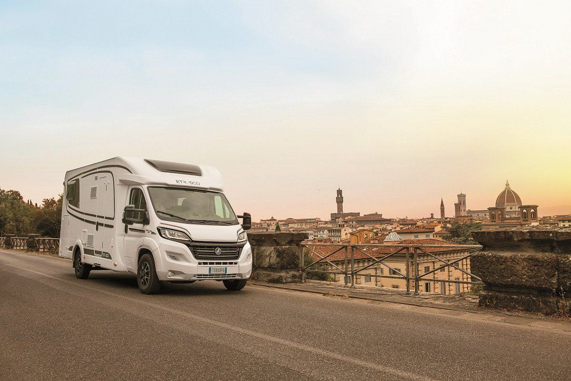 Etrusco motorhome on the road in Florence, Italy