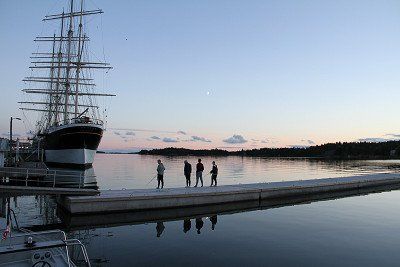 Viermaster Pommern in Mariehamn bei Sonnenuntergang