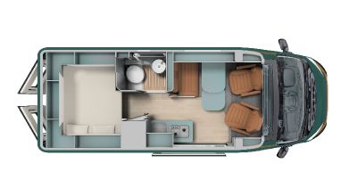Grafische Grundriss-Darstellung des Laika Campervans Kosmo Supremo