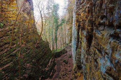 Rock face of Wolfsschlucht in the Mullerthal region