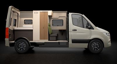 Rendering des Bürstner Campervans Habiton mit Bad hinten