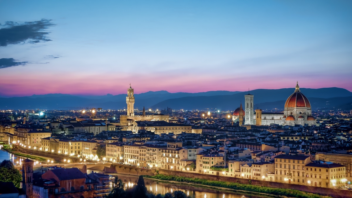 View of Florence at sunset, Italy