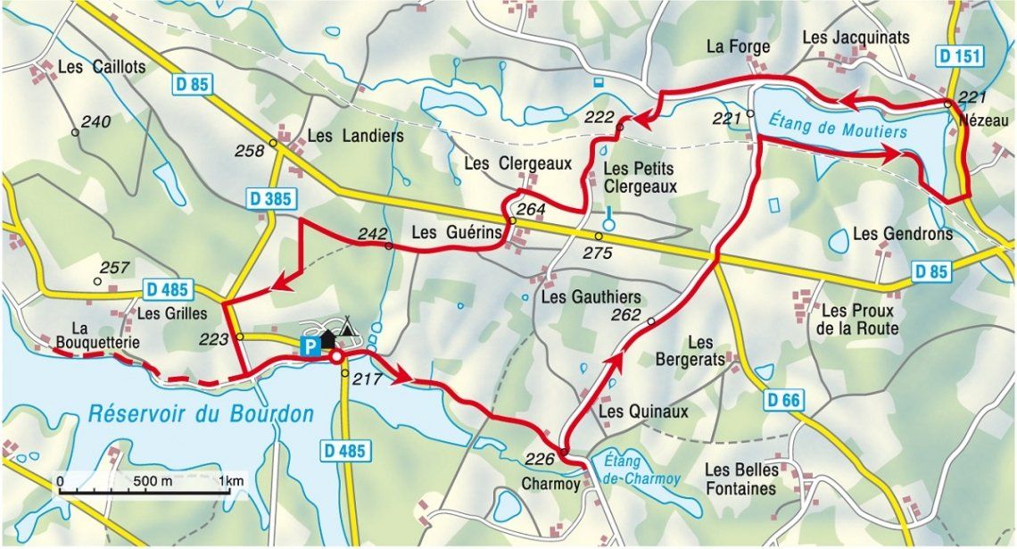 Ausschnitt Karte Wanderung Burgund