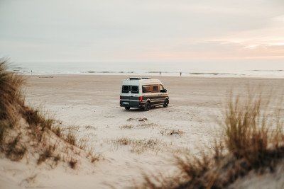 Eriba car Campervan on a beahc in Denmark - discover the inside of the campervan with Eriba