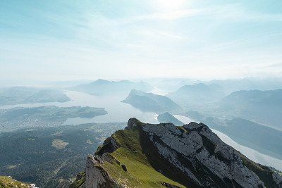 Panoramic view over Lucerne and Lake Lucerne from the Pilatus