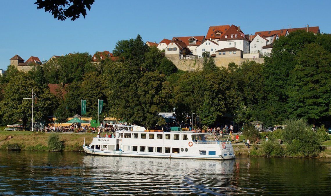 Blick auf die Altstadt von Marbach oberhalb des Neckar