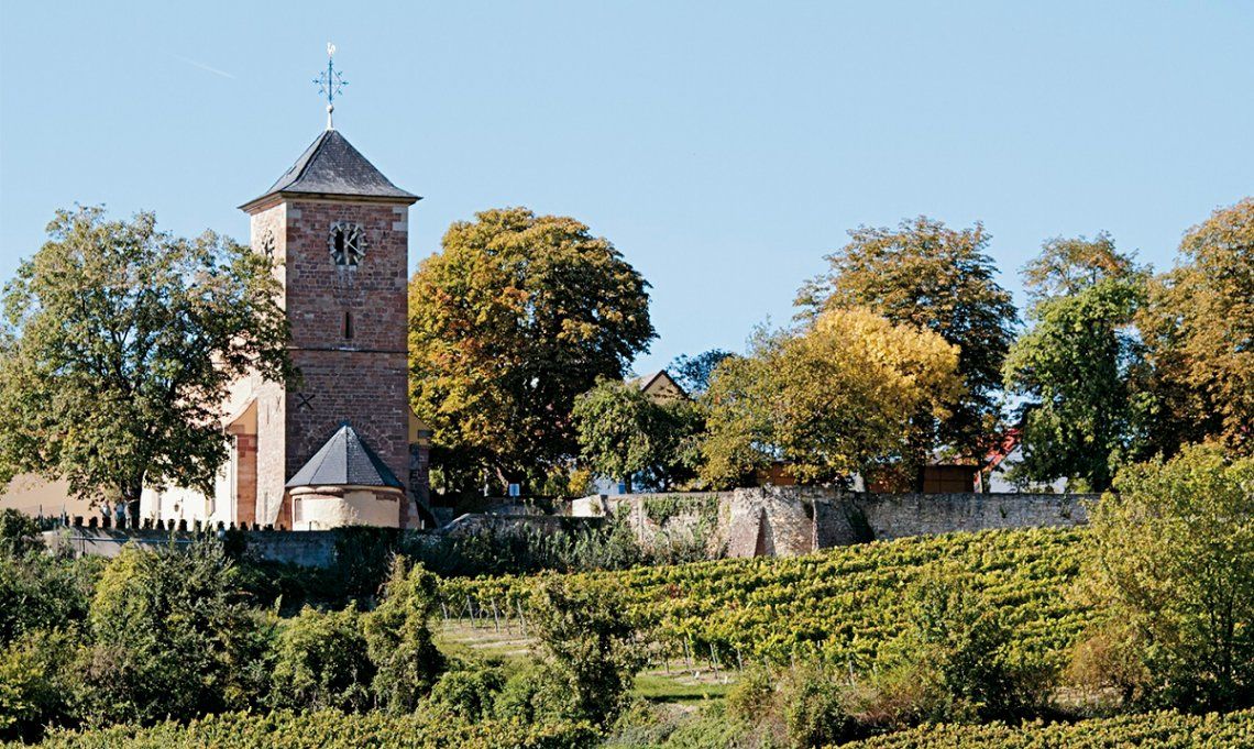 Kirche St. Jakob in Herxheim am Berg von außen gesehen