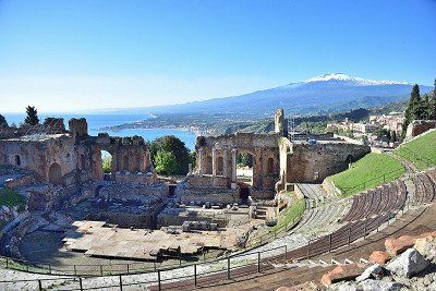 Blick ins Teatro Greco, Sizilien