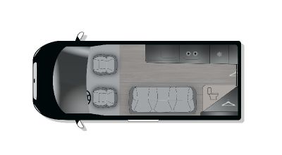 Grundriss des Crosscamp Campervans ELMNT 5.41