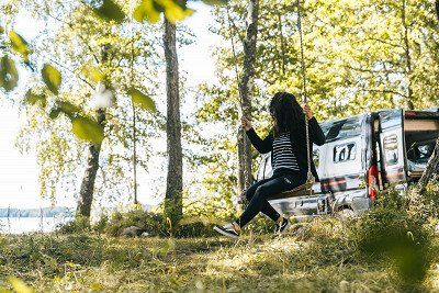 Dethleffs Campervan auf Campingplatz in Norwegen