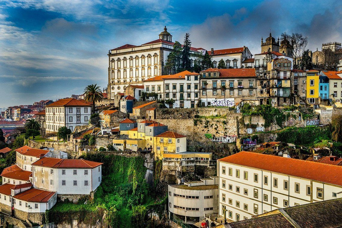 Old town of Porto on hill