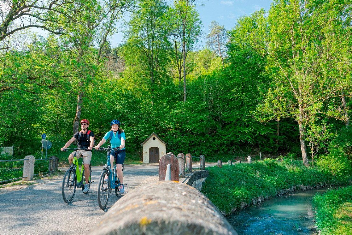 Cyclists in the Anlauter Valley