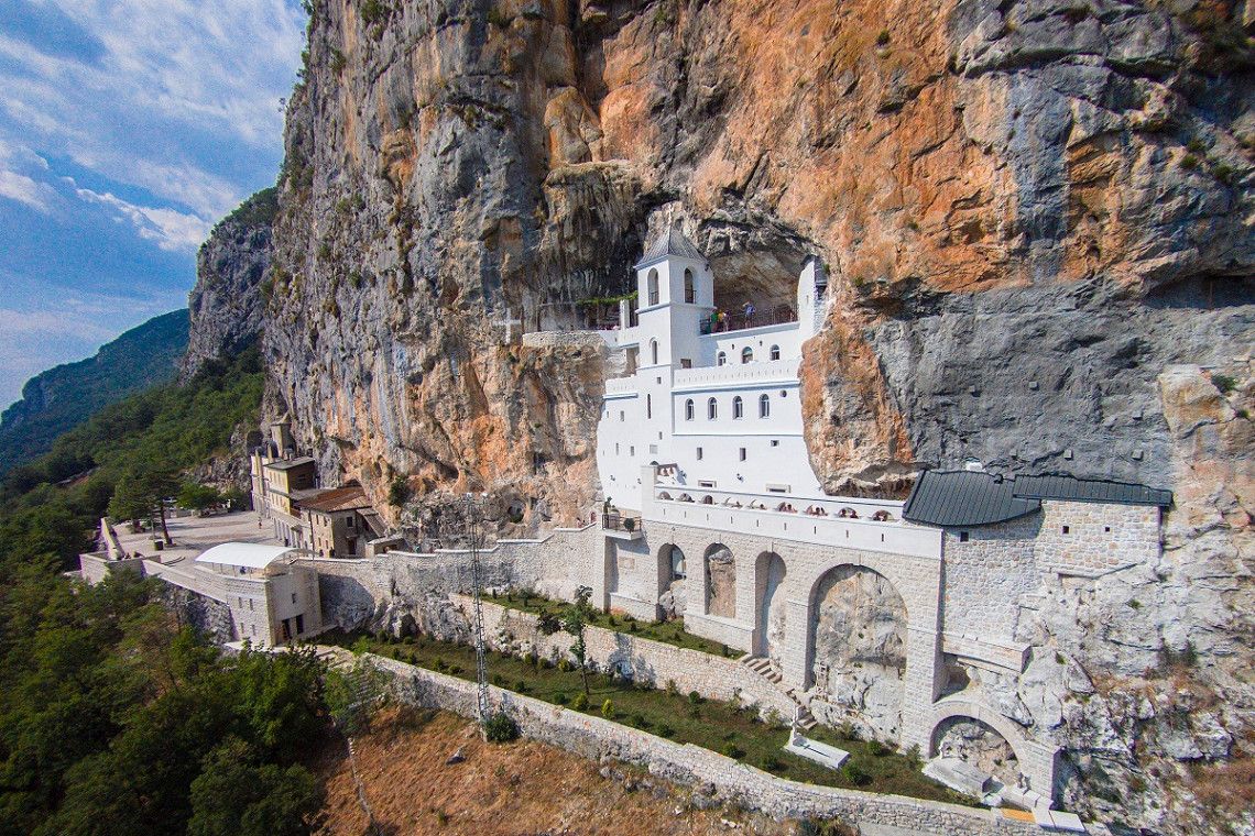 The Ostrog rock monastery in Montenegro
