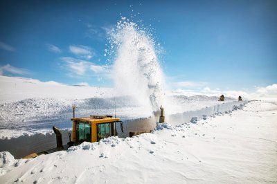 Snow removal vehicle in northern Sweden near Stekenjokk, Vilhelmina