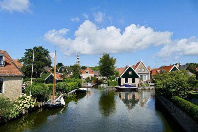 View across the water to the village of Hindeloopen