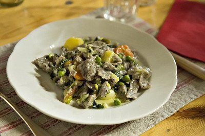 Plate of pizzoccheri on the table