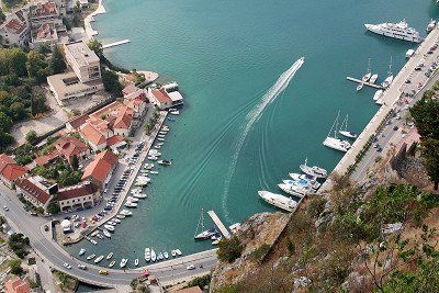 Road along the port in Kotor, Montenegro