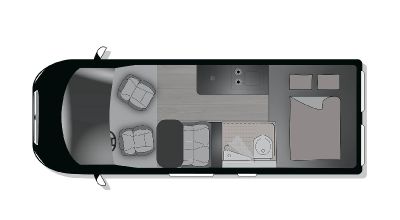 Grundriss des Crosscamp Campervan ELMNT 6.0 DS