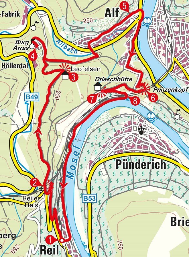 Karte der Rundwanderung ab Reil