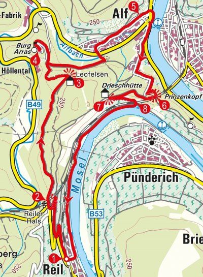 Karte der Rundwanderung ab Reil
