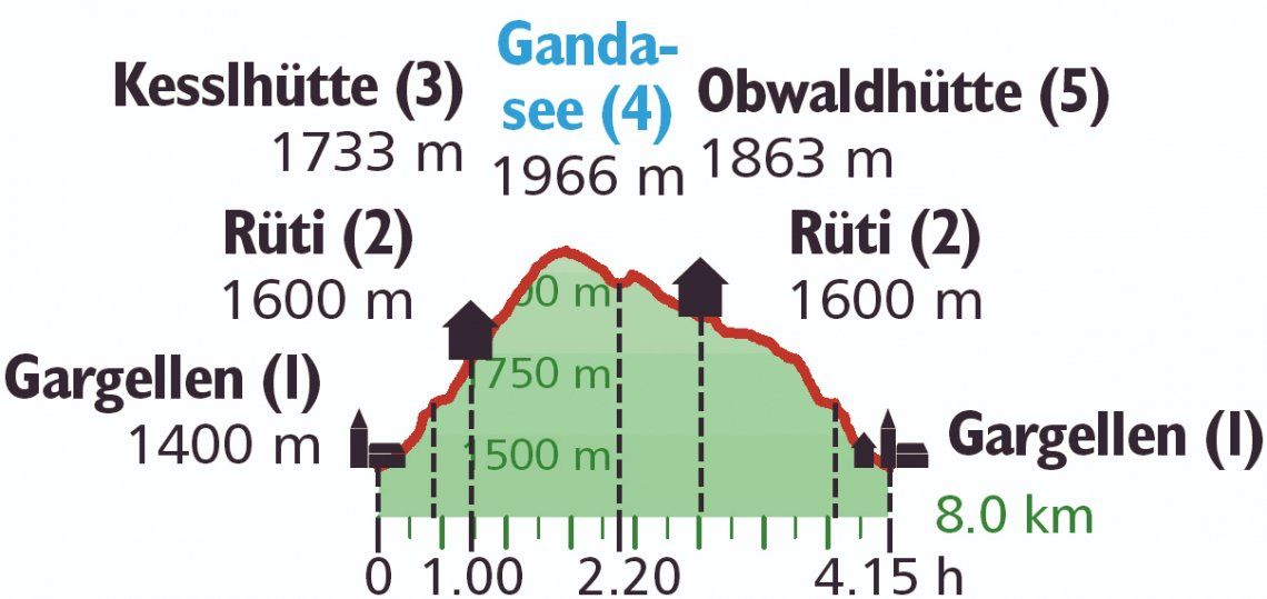 Höhenprofil Wanderung Gandasee im Montafon