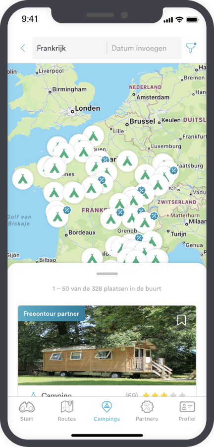 Screenshot Freeontour campinggids app