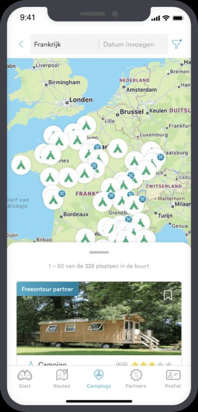 Screenshot Freeontour campinggids app