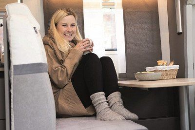 Cosy living area in an LMC Tourer motorhome