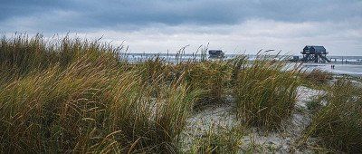 Duenen und Strand von St. Peter Ording im Winter
